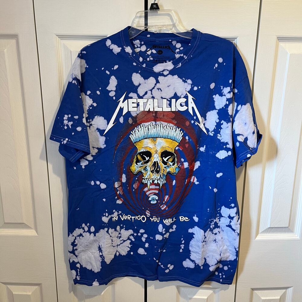 Metallica In Vertigo You Will Be Tie Dye Graphic Tee Blue White Large